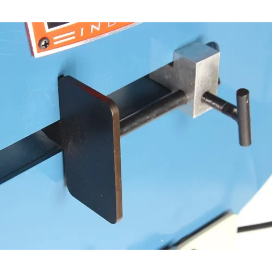 Rear support detail of the Baileigh Power Bead Roller BR-18E-24 1000923 highlighting the durable steel construction built for industrial sheet metal fabrication.