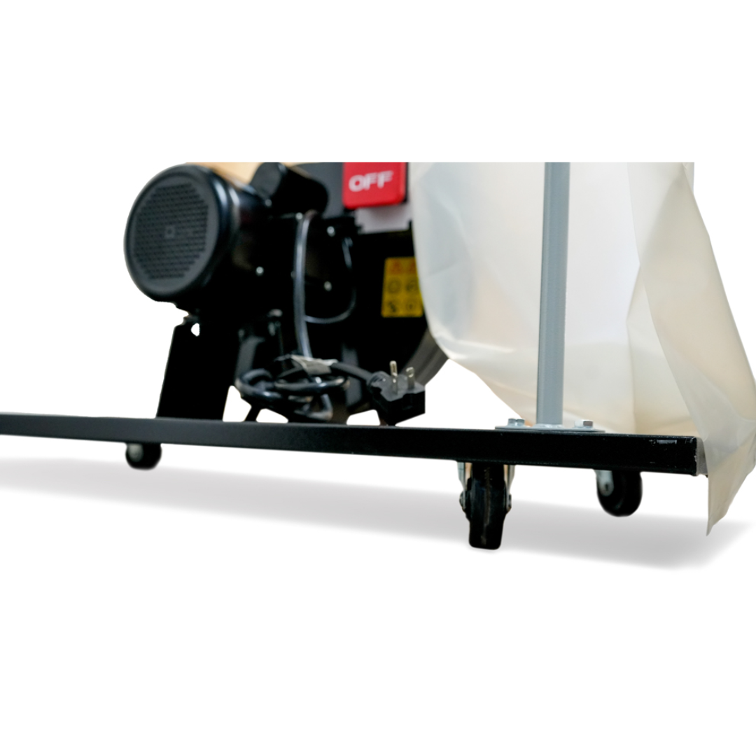 Rear view of Maksiwa CPD/3.C dust collector motor and reinforced steel base frame