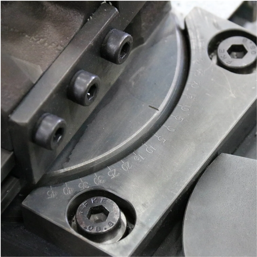 Rotary positioning assembly on Baileigh Tube & Pipe Notcher TN-800 1008064 featuring adjustable angle settings for precise tube notching and fit-up operations.