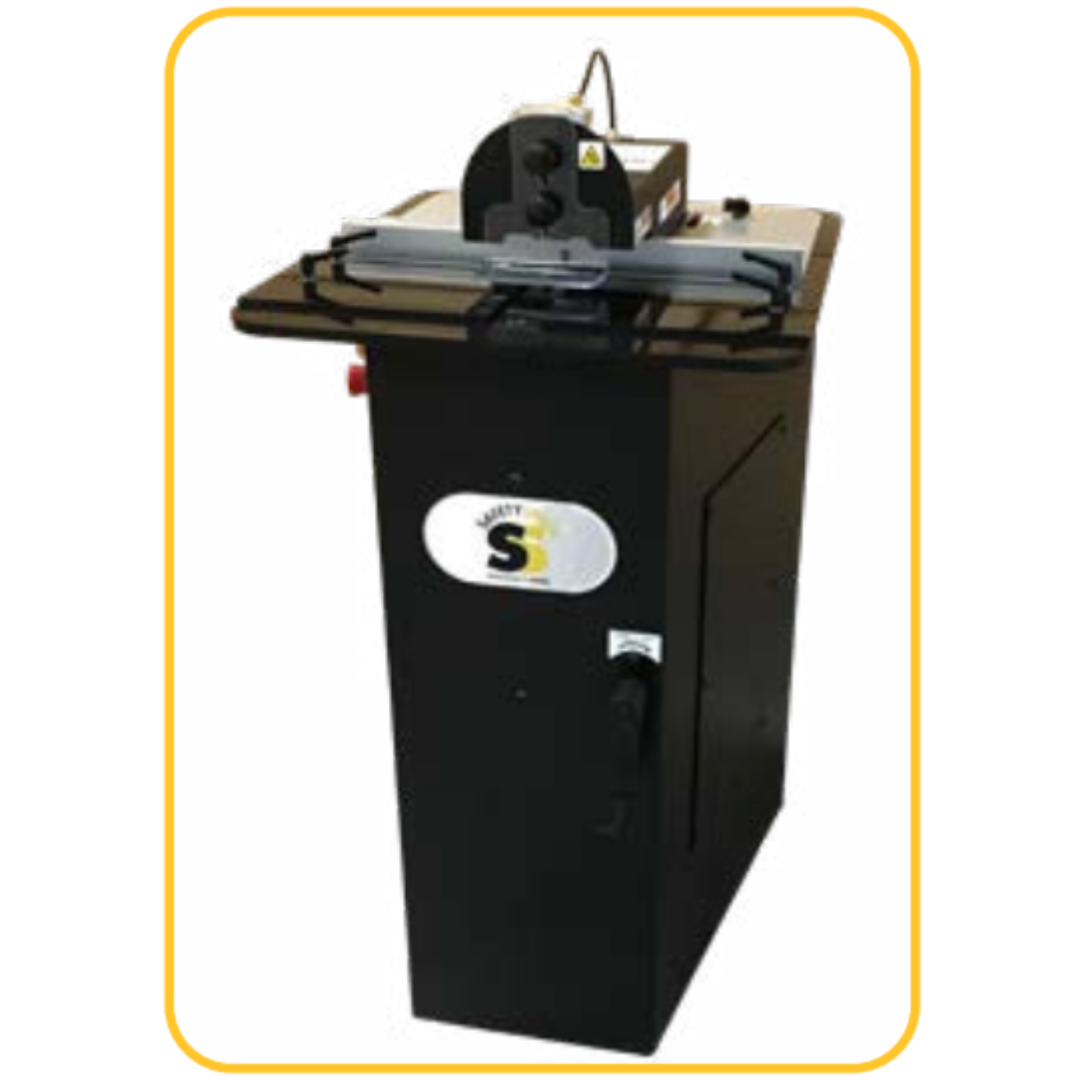 Safety Speed SPM101EZ Screw Pocket Machine angled view showing compact footprint and base structure