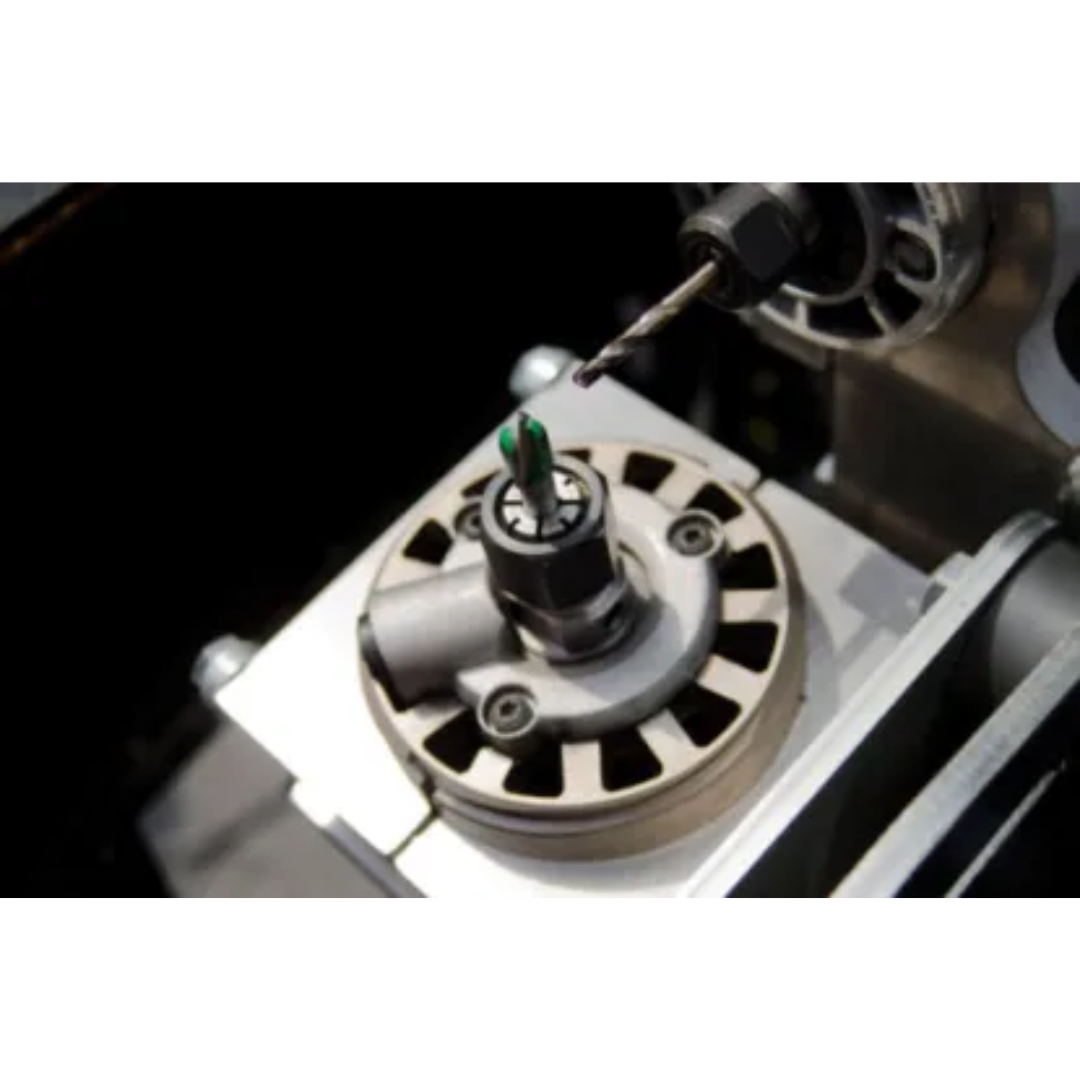 Safety Speed SPM301 Screw Pocket Machine close-up of drilling and routing mechanism