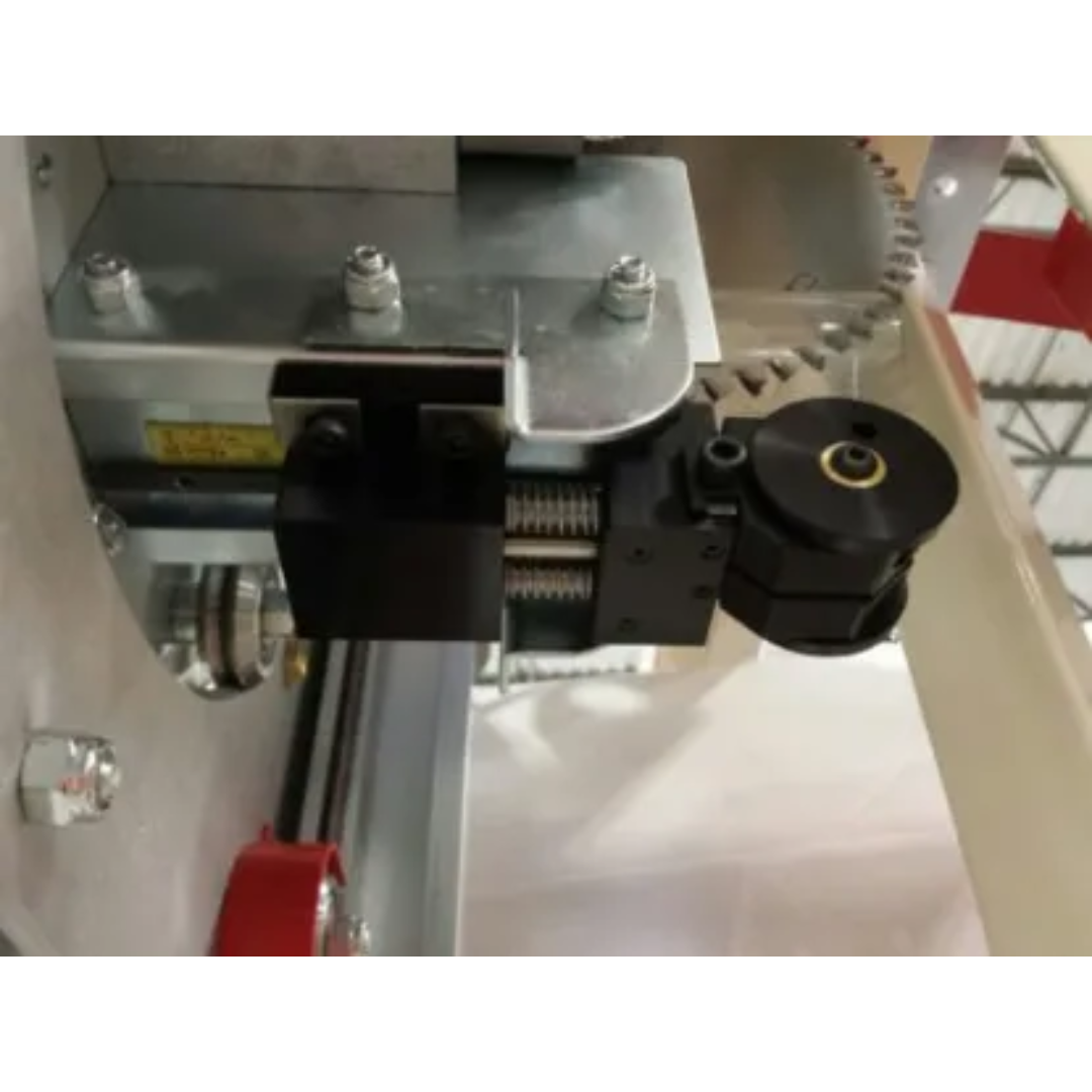 Safety Speed Scoring System for 7400 and 7400XL Panel Saw 740090 close-up of scoring unit with adjustment knob for fine-tuning scoring depth and alignment.