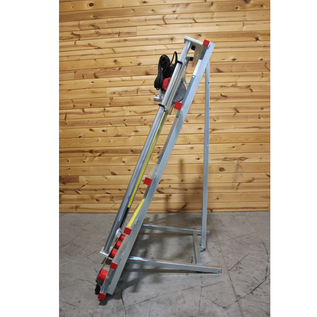Safetyspeed 6480-20C Vertical Panel Saw angled view showing vertical cutting frame and mobility base system