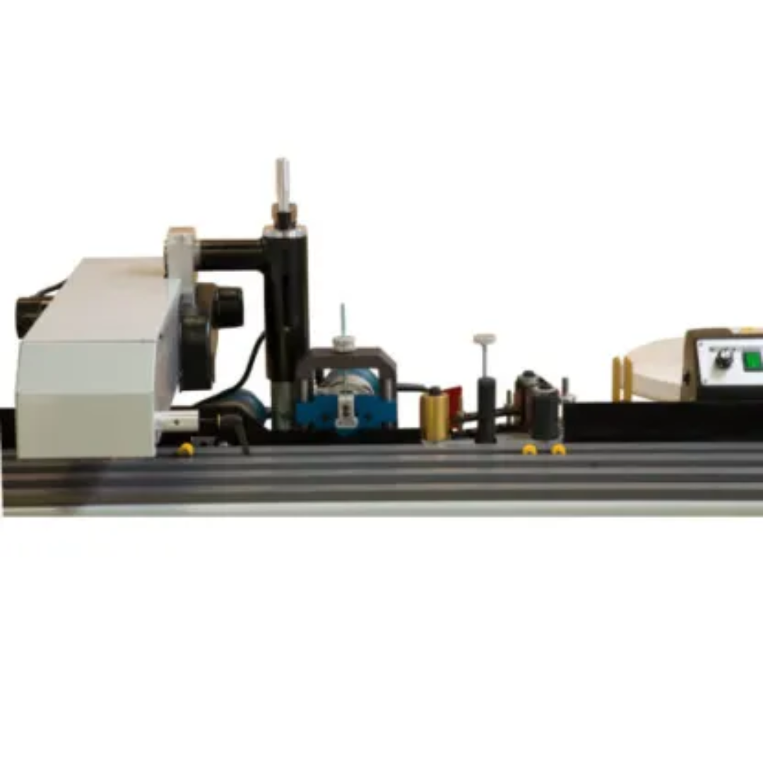 Safetyspeed Edgebander Glue Pot EZ72GP side profile showing glue application system and trimming components