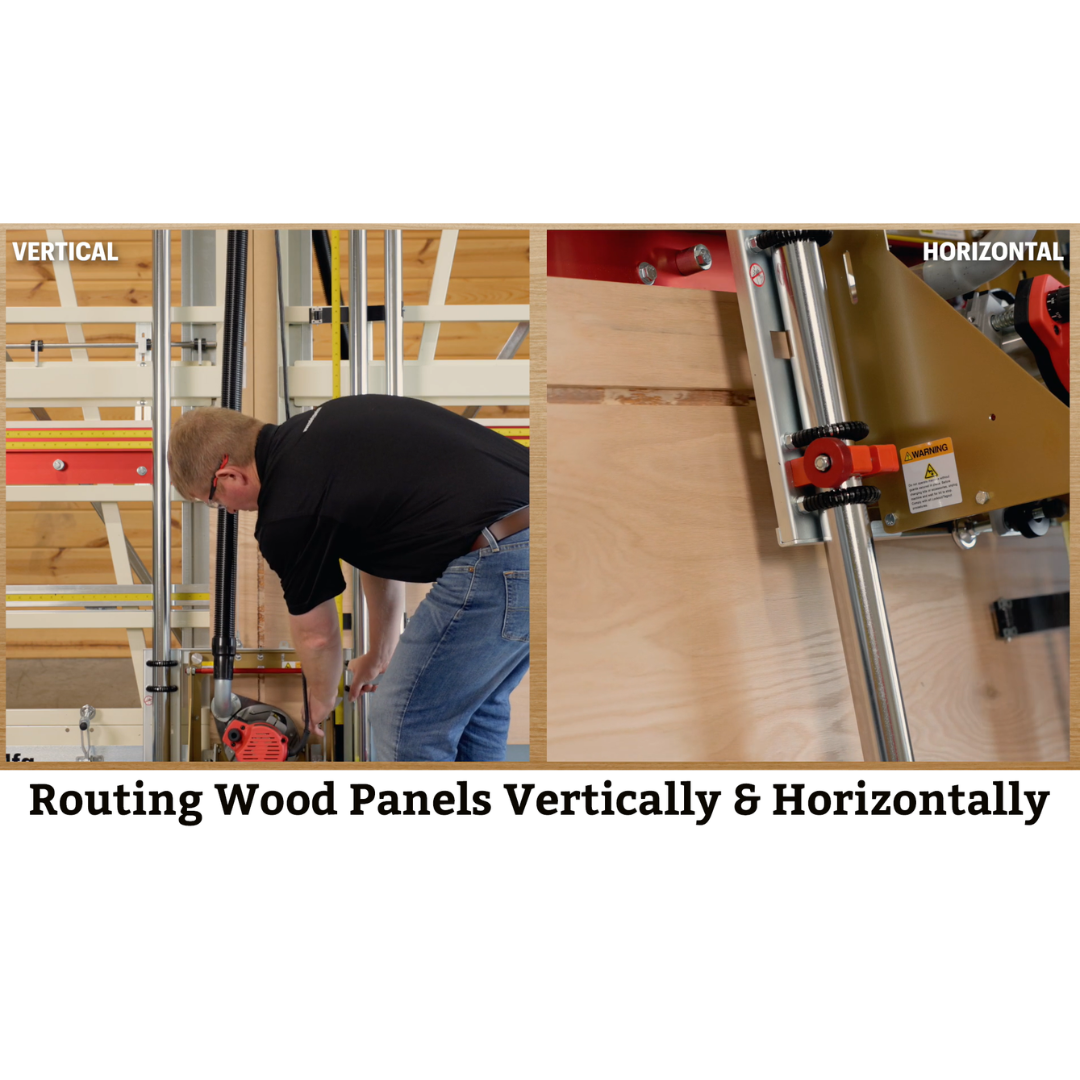 Safetyspeed SR5A ACM Panel Saw and Router Combo vertical cutting of wood panels with guided rail accuracy