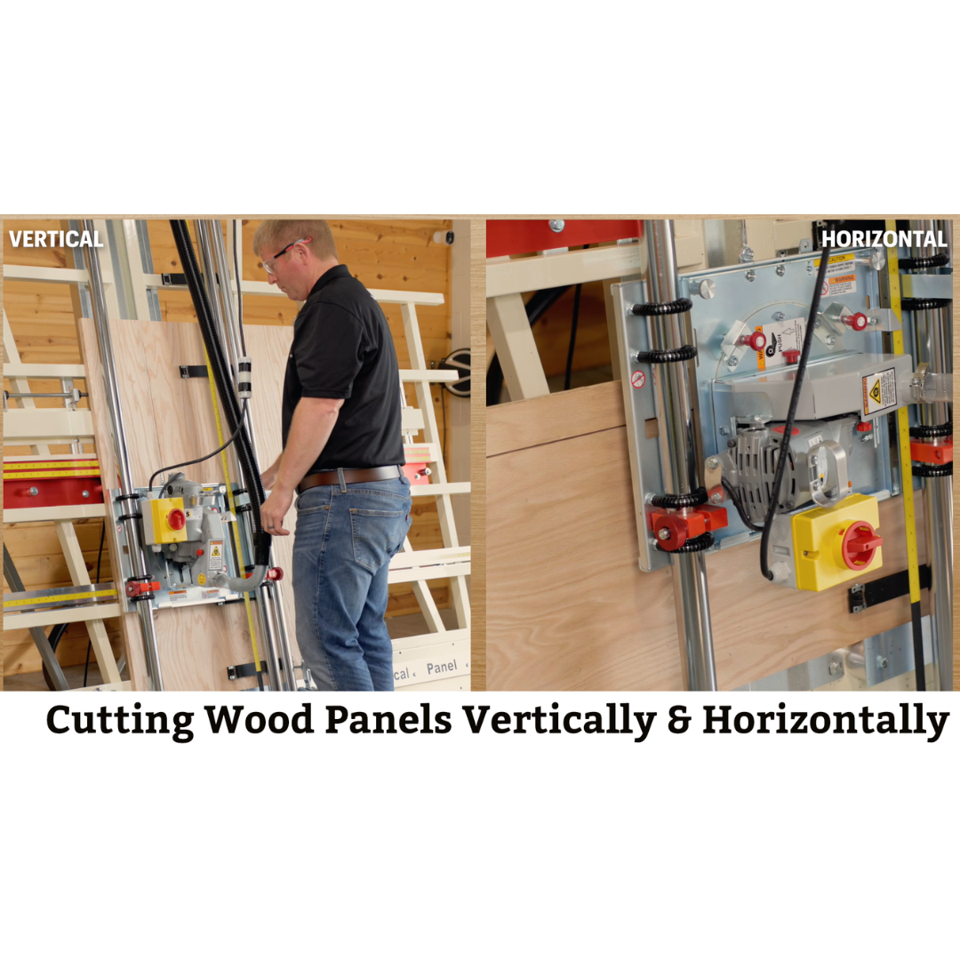 Safetyspeed SR5UA ACM Panel Saw and Router Combo trimming wood material horizontally on vertical panel saw system