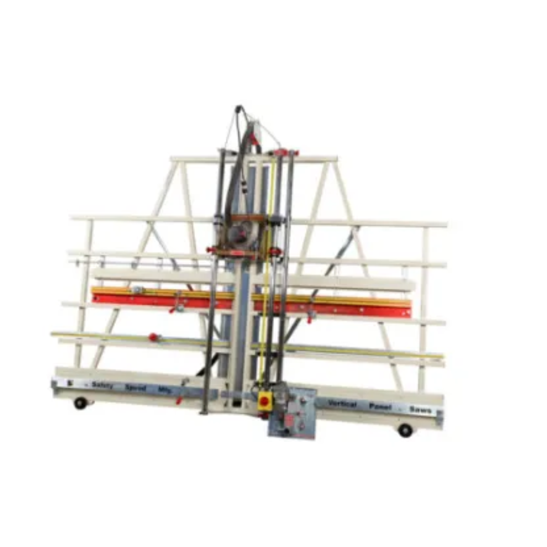 Safetyspeed SR5U Panel Saw and Router Combo angled view highlighting carriage, guide system, and industrial build