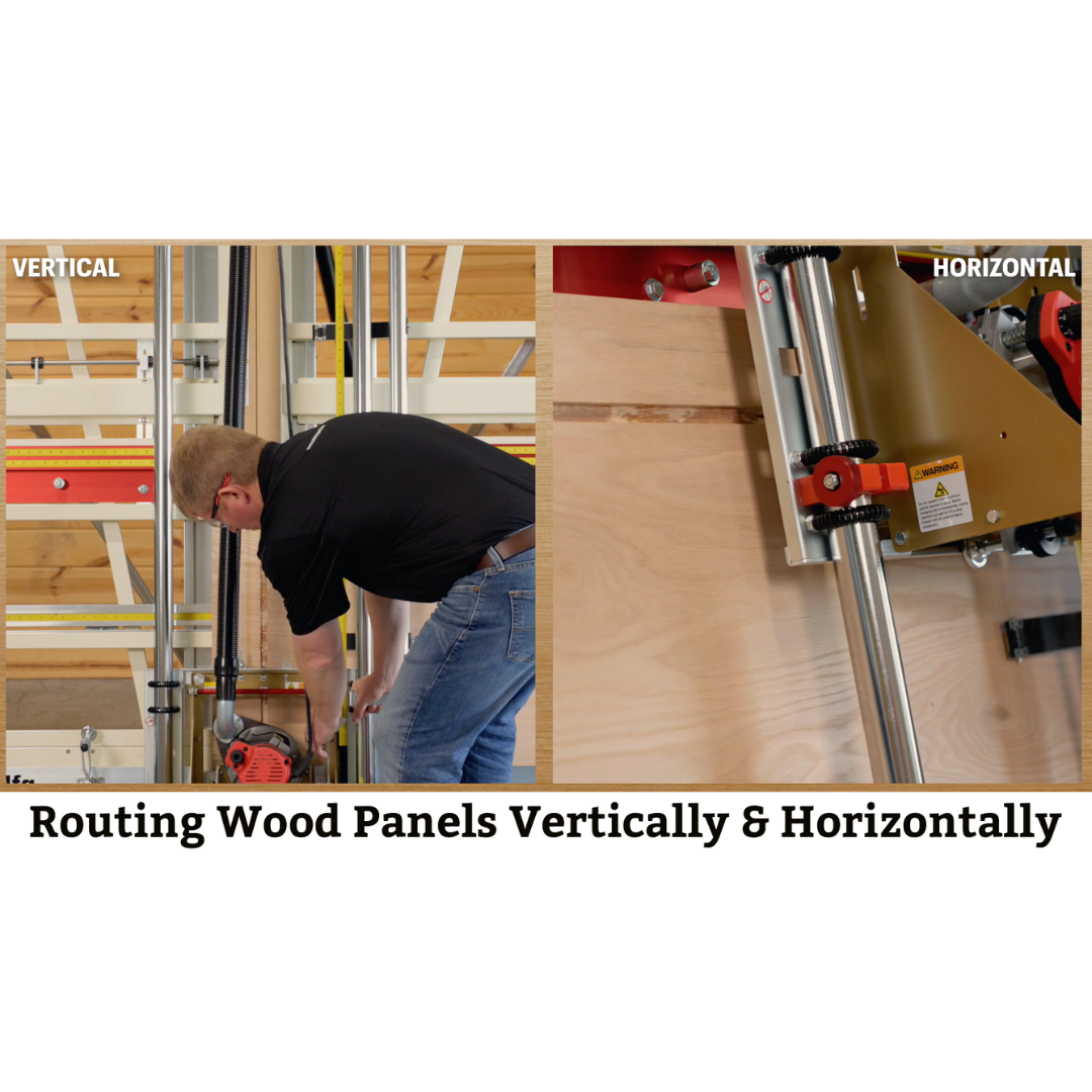 Safetyspeed SR5 Panel Saw and Router Combo cutting wood panels vertically and horizontally with precision