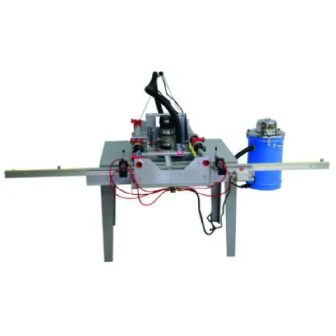 Safetyspeed TR2 Table Router side angle view showing motor assembly and extended support arms
