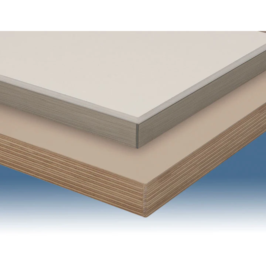 Sample panel edges finished with Virutex Automatic Hot Melt Edgebander EB140 (220V) 8500699 demonstrating clean and consistent results