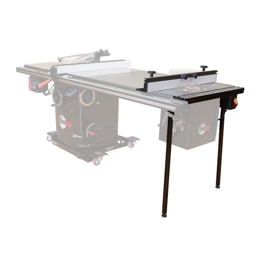 SawStop 27″ In-Line Router Table RT-TGP integrated router table system featuring a precision cast iron work surface, professional fence assembly, and seamless table saw compatibility.