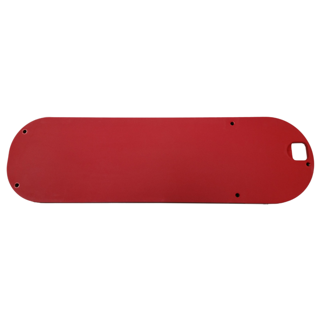 SawStop Jobsite Saw Dado Zero Clearance Insert TSI-DJB precision-machined red table saw insert designed to provide zero-clearance support for dado blade setups, improving cut quality, reducing tear-out, and enhancing workpiece stability on SawStop Jobsite Saws.