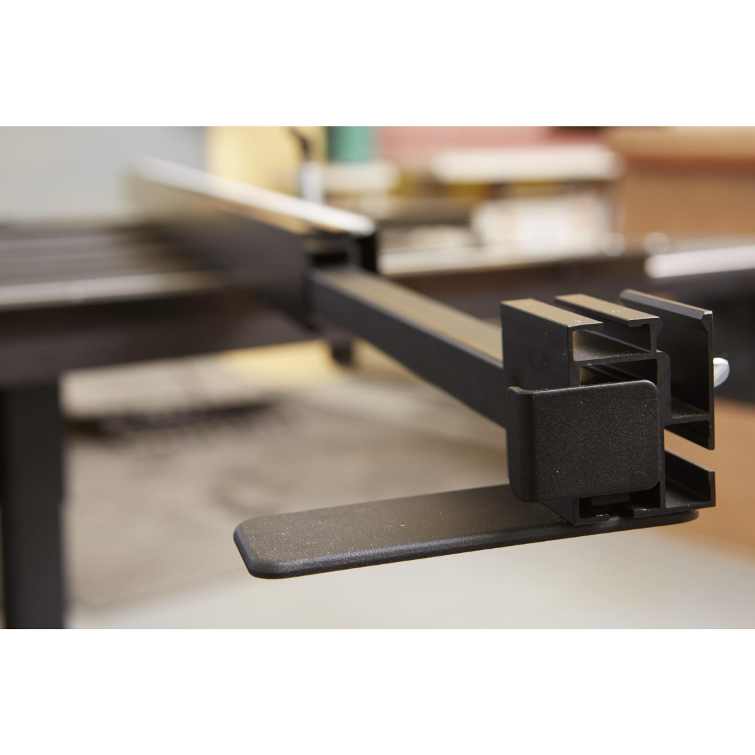 SawStop Large Sliding Table TSA-SA70 being used for panel processing, showcasing effortless material movement and efficient handling of large workpieces.