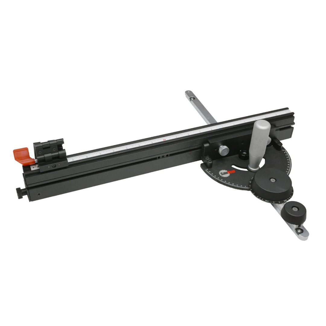 SawStop Revolution Miter Gauge Systainer TSA-RMG-SYS precision miter gauge assembly featuring an adjustable fence, repeatable angle settings, and robust construction for accurate crosscuts.