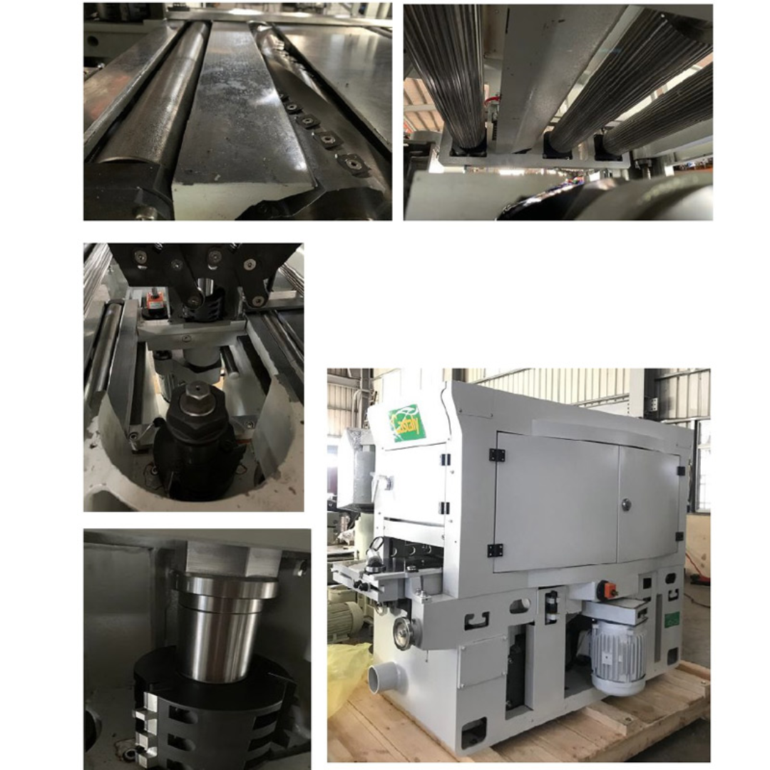 Side profile of the Castaly 20” x 5” Four Side Planer / Moulder WP-20L-V4 displaying cutter head assemblies and heavy-duty frame construction
