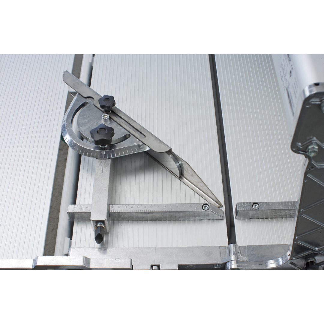 Side profile of the IMER COMBICUT 200 overhead rail saw frame and guide rail system engineered for stable and precise material cutting operations