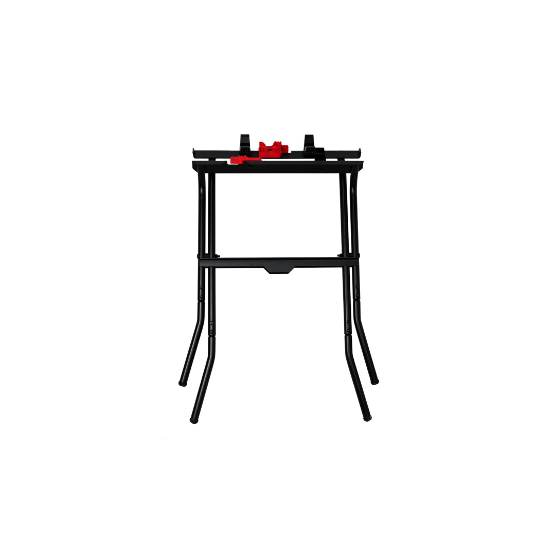 Side profile of the SawStop Compact Table Saw Folding Stand CTS-FS highlighting its portable folding design and sturdy work platform for jobsite and workshop use.