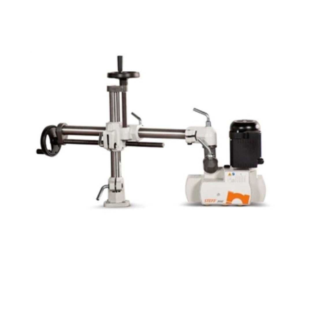 Steff 2032 Hobby Class Feeder with adjustable support arm and motorized feed unit for precision woodworking applications