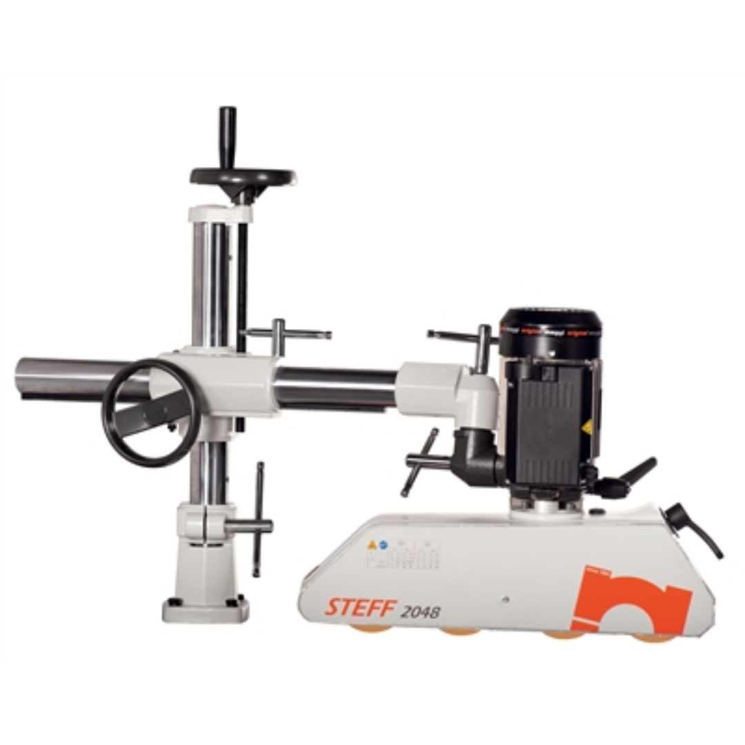 Steff 2048 Power Feeder with heavy-duty multi-roller system and adjustable support column for industrial woodworking feed applications