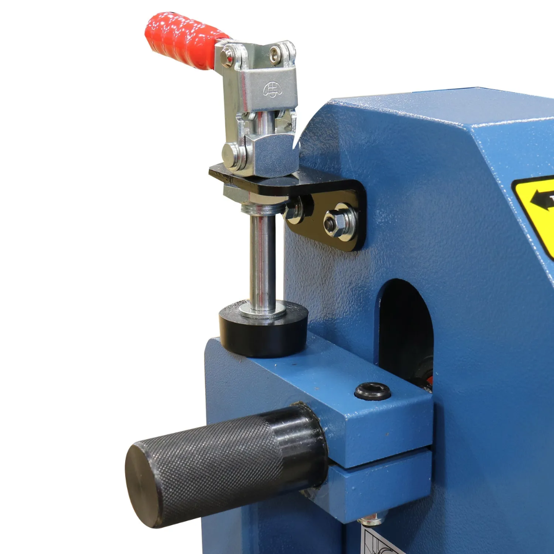 Structural frame detail of the Baileigh Two Wheel Belt Grinder BG-248-2 1019092 showcasing heavy-duty steel construction and precision-machined grinding components.