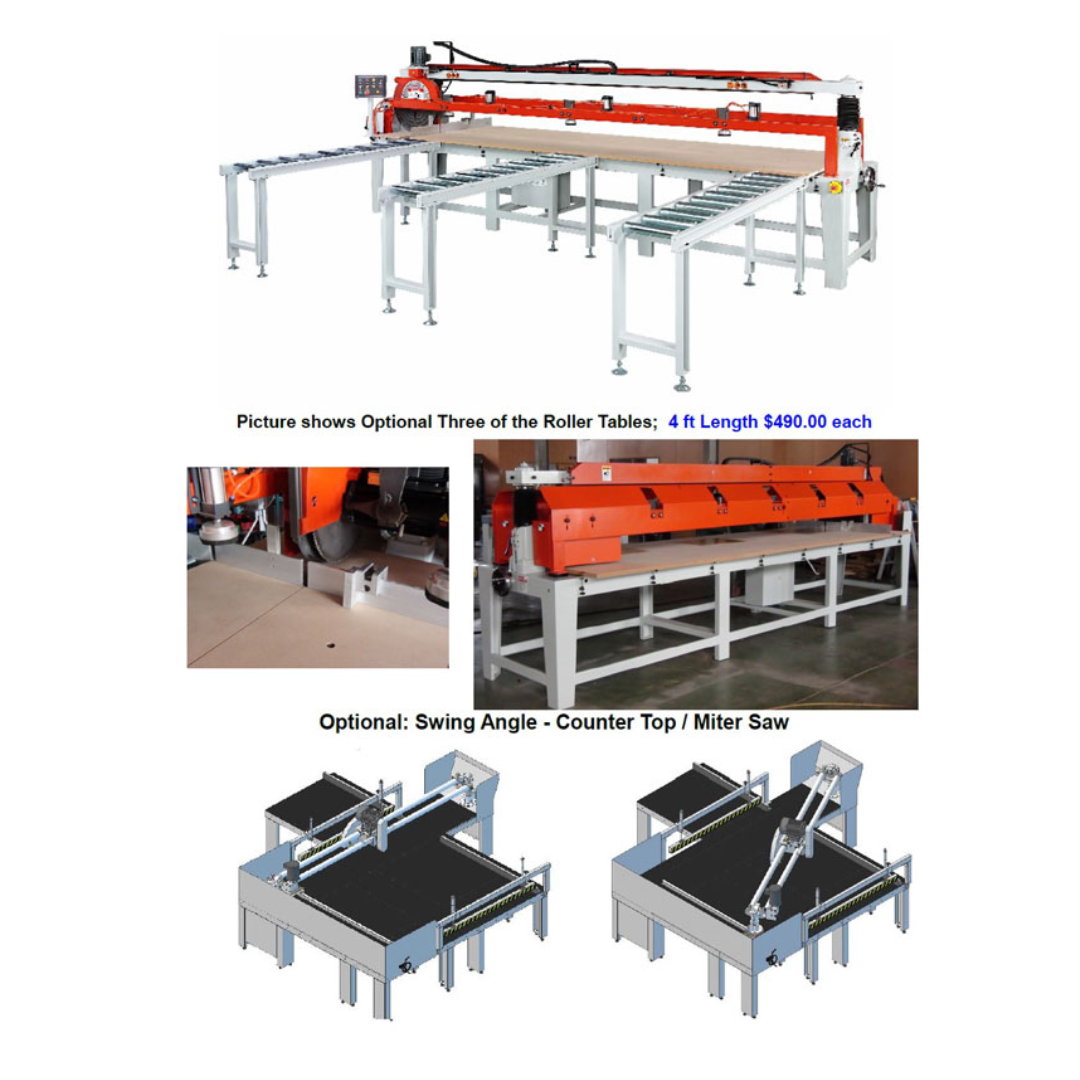 Tiltable 8' Automatic Panel Saw RS-DW2400 production line setup with extended worktable support system