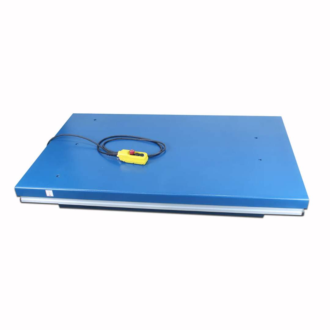 Top view of the Baileigh Hydraulic Lift Table HLT-4400 1013589 showing the durable flat steel platform designed for stable lifting and positioning.