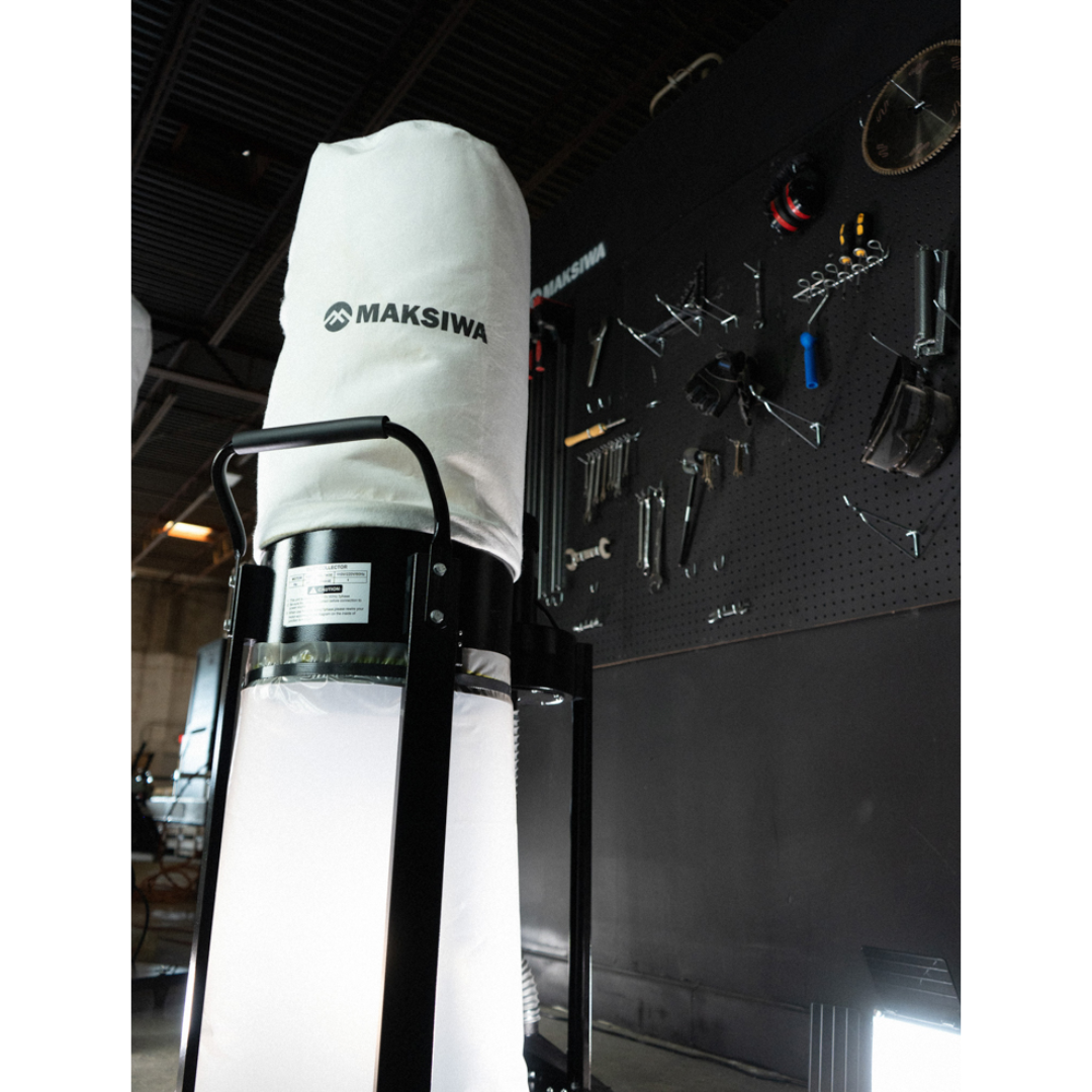Vertical installation view of MaksiwaCP_1.C Dust Collector highlighting space-saving industrial design