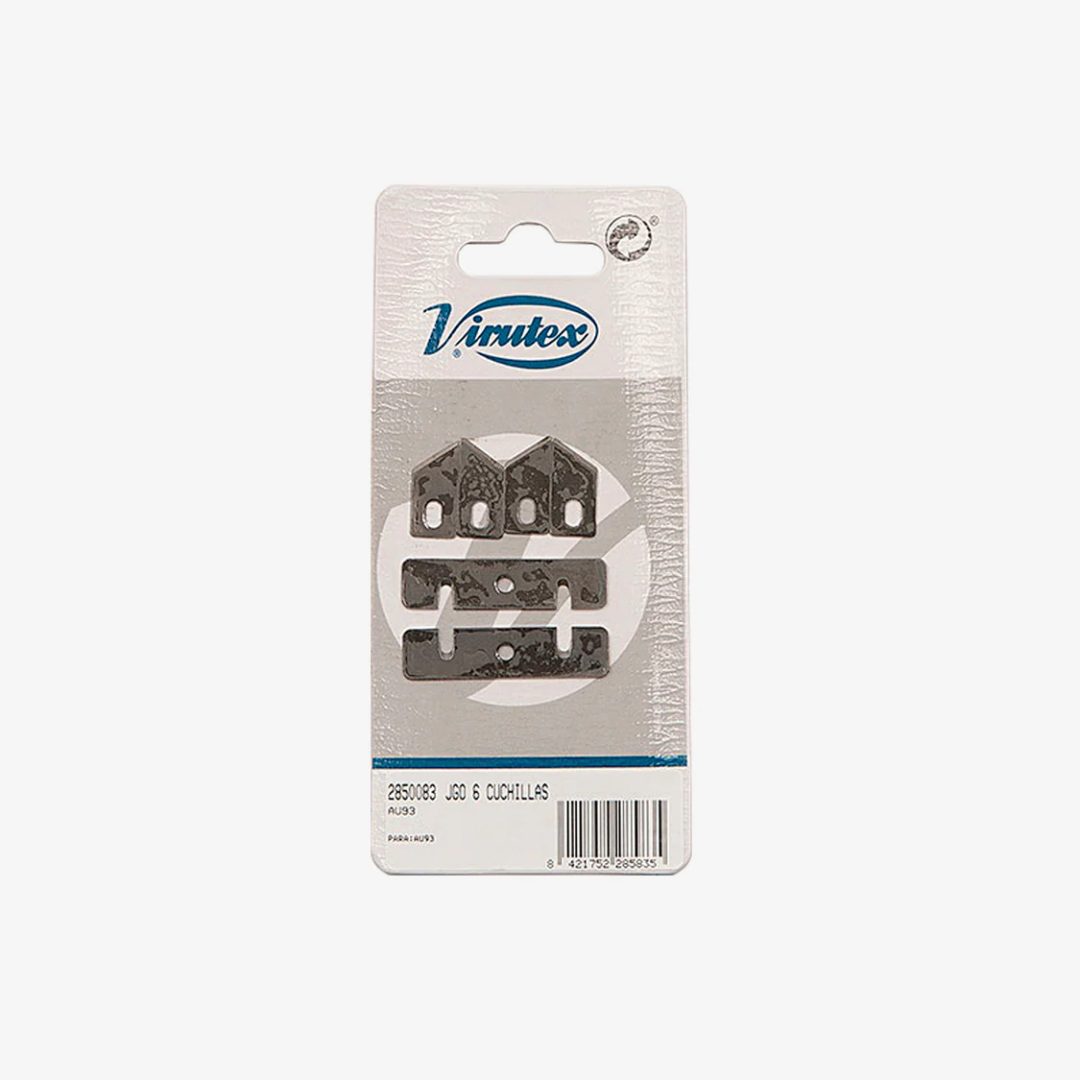 Virutex AU93 Blade Set: Replacement Blades For Trimmers 2850083 replacement blade kit in retail packaging designed for AU93 edge trimmer and scraper maintenance.
