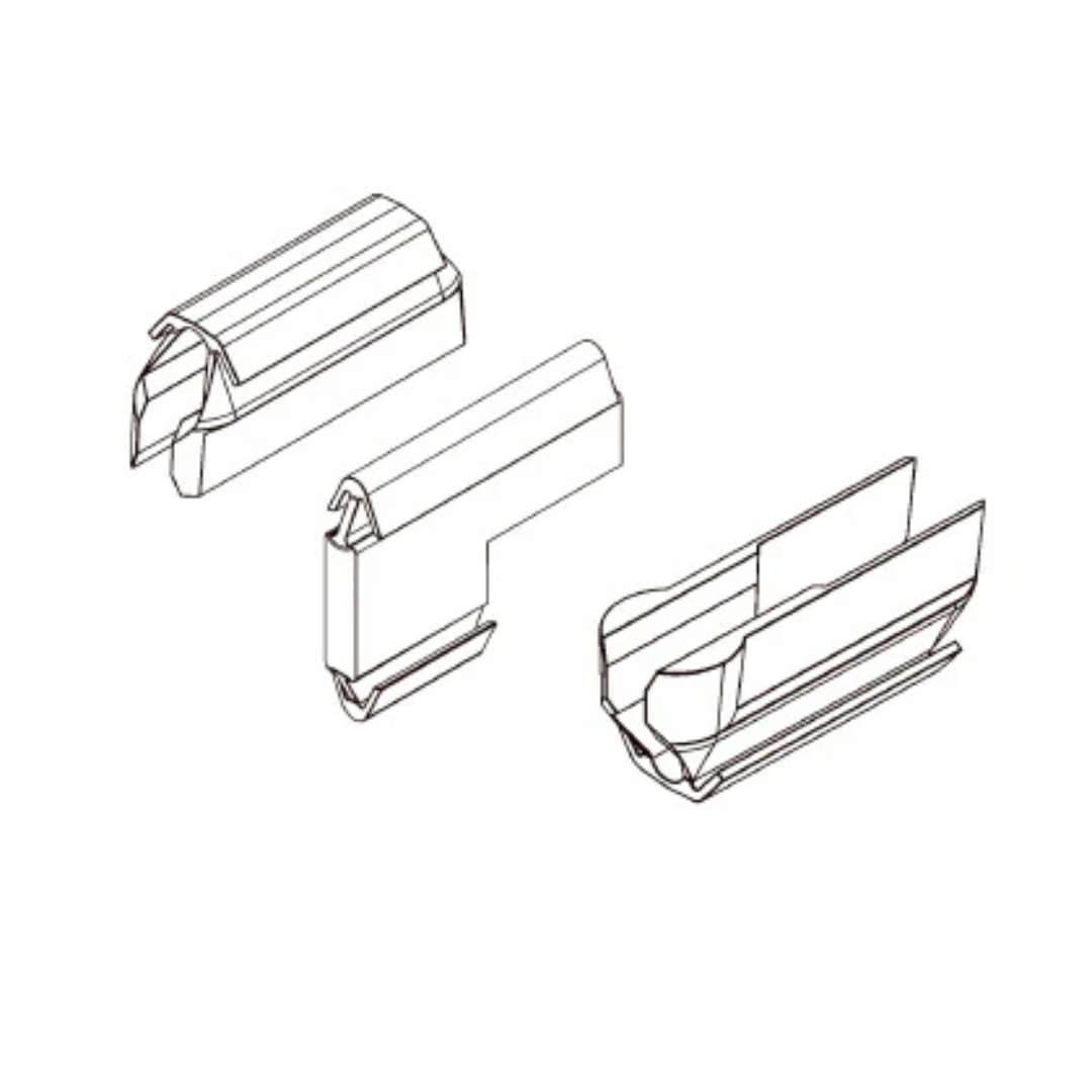 Exploded and side view of Virutex BOX OF 100 OVVO CONNECTORS V1230 illustrating internal locking mechanism and precision fit design