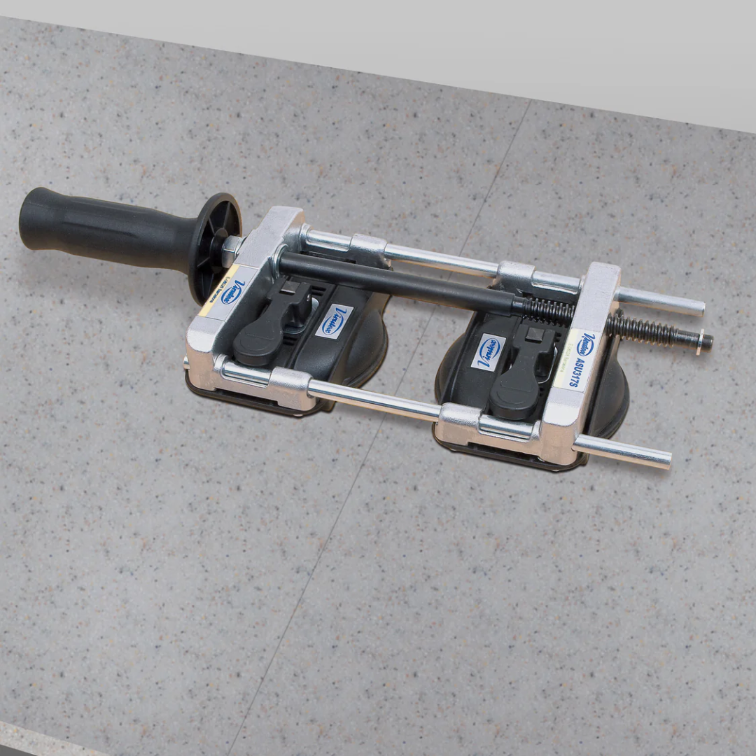 Virutex Clamping device ASU317S 1745927 professional clamping tool featuring dual vacuum bases and precision alignment bars for woodworking applications

Virutex Clamping device ASU317S 1745927 close-up showing heavy-duty construction, threaded adjustment mechanism, and stable suction mounting system