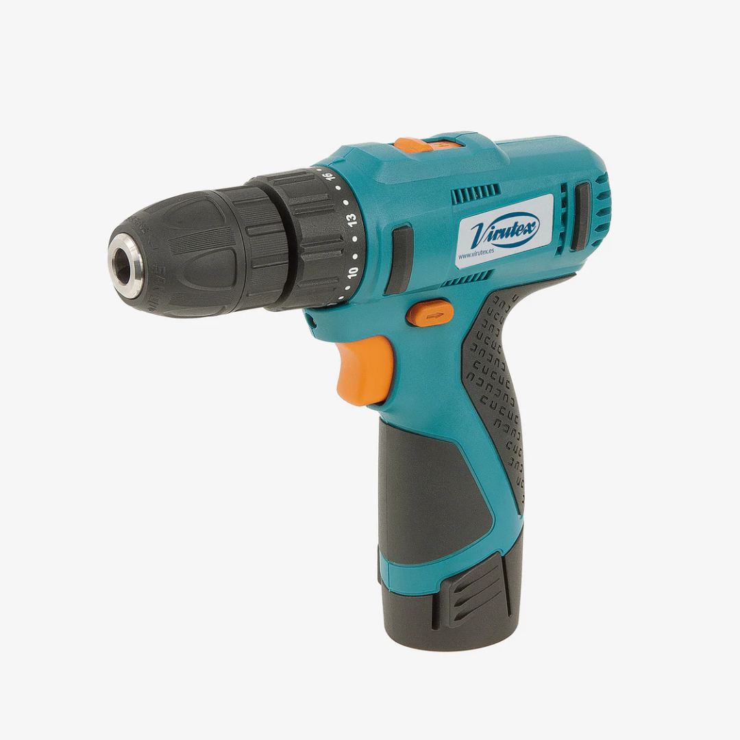 Virutex Cordless Drill Driver ATB40 shown in full view with ergonomic grip, compact body, and keyless chuck design