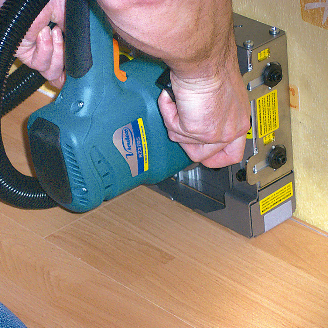 Virutex Cutting Machine For Doors RZ270S 7000399 angled view showing stable base and cutting alignment on door panel