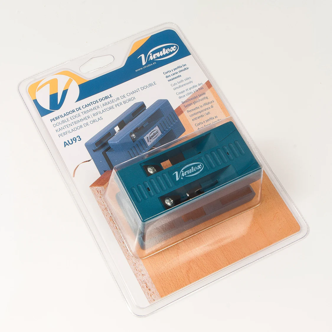 Virutex Double Edge Trimmer & Scraper AU93 2800000 retail packaging showcasing included components and product presentation..