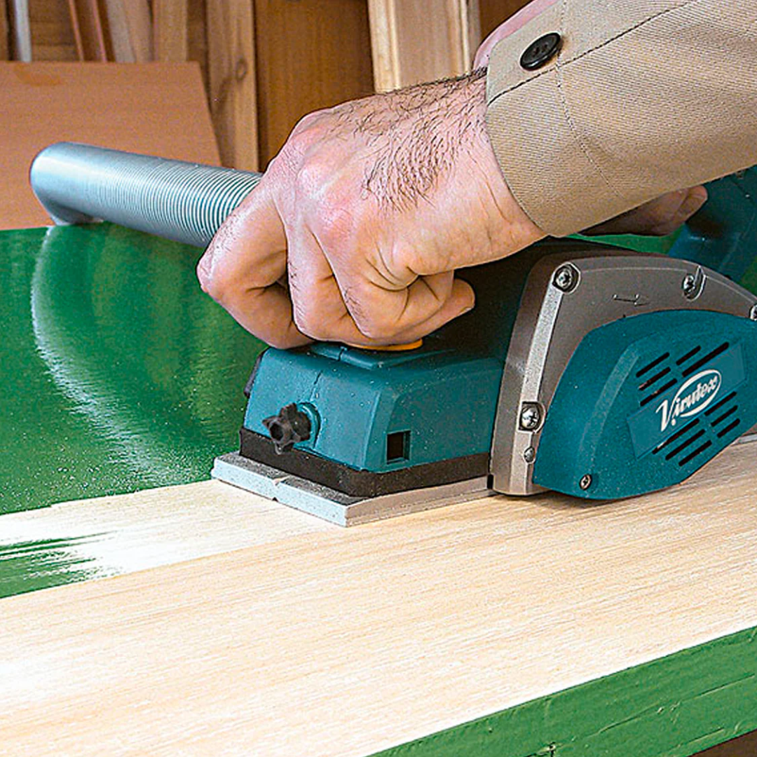 Virutex Duo Planer CE223X Smooth Surface Finishing 2300299 close-up showing ergonomic handle, precision depth adjustment, and high-performance planing base...
