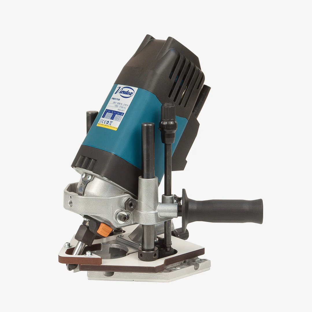 Virutex FRE317VD Coving Router For Solid Surfaces (120V) 1700999 showing handheld router with precision base for solid surface work