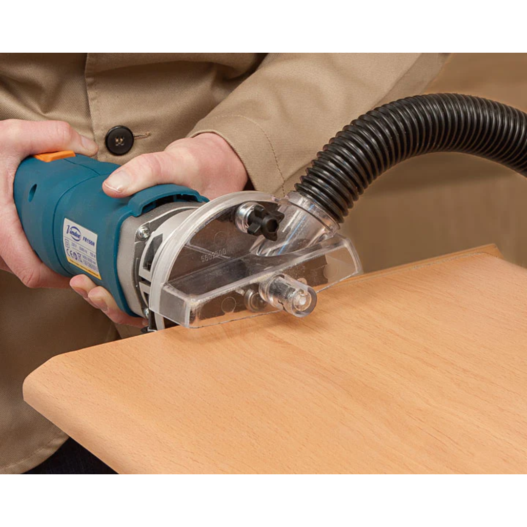 Virutex Powered Edge Trimming Set FR256N (120V) 5600511 performing edge trimming on wooden panel surface