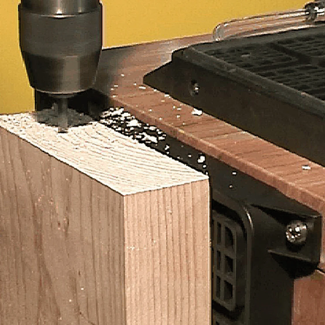Virutex SVN250 Vacuum Pad For Secure Fastening 5046371 holding a wooden block firmly in place during drilling for enhanced safety and accuracy