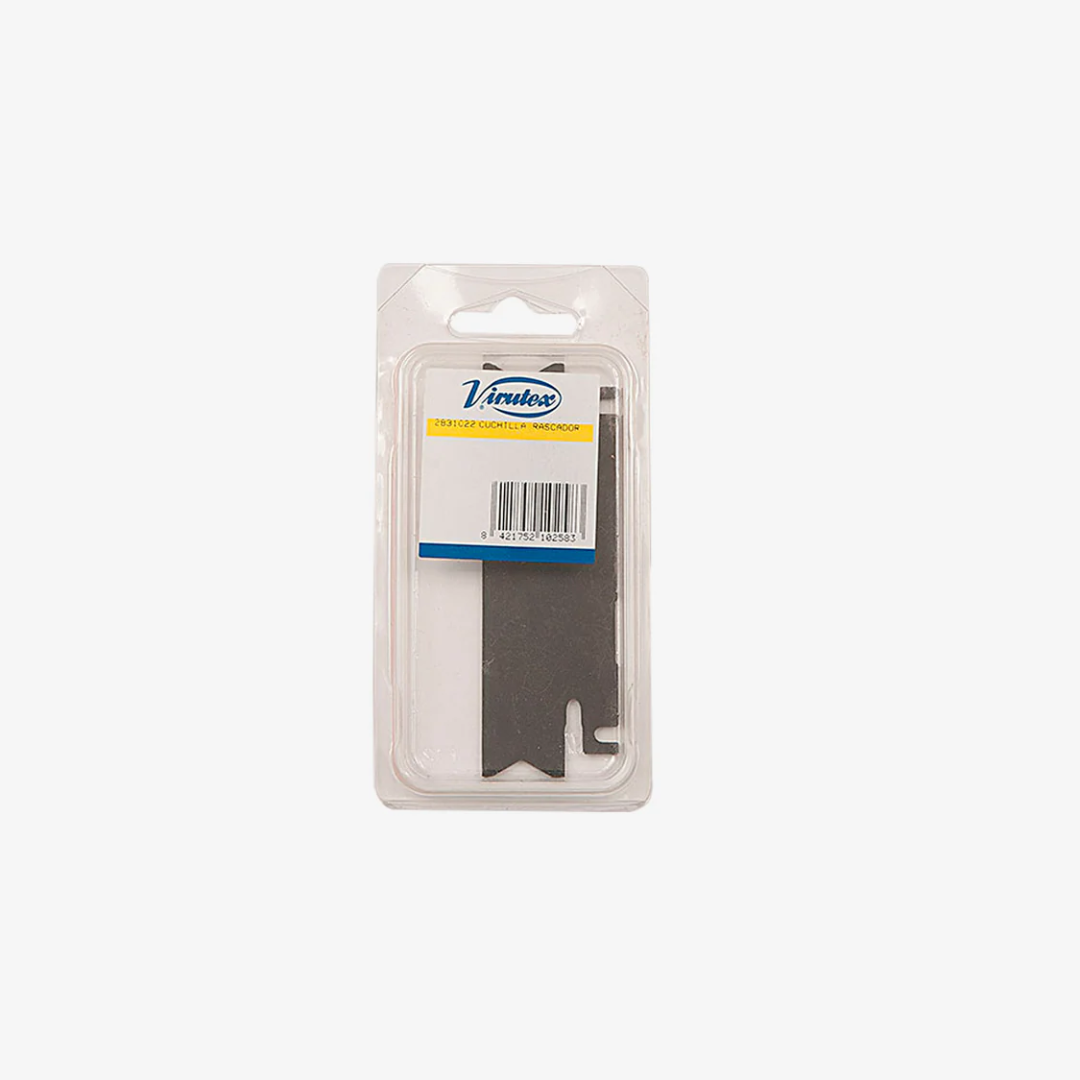 Virutex Spare Blade For RP28 Trimmer: Sharp & Durable 2831022 replacement blade shown in retail packaging designed for RP28 edge trimmer maintenance and precision cutting.