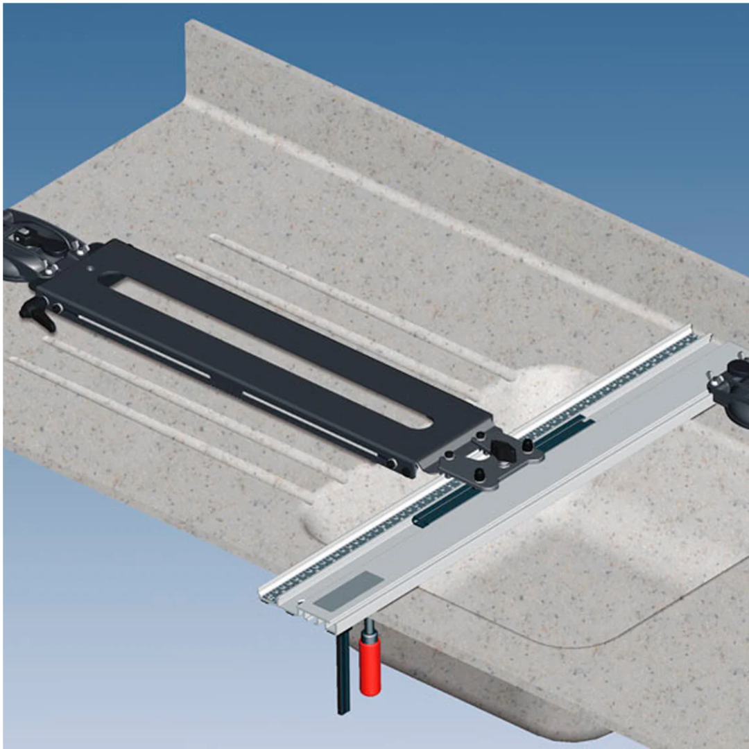 Virutex UC317 Drainage milling equipment 1746254 close-up showing aluminum guide base, precision adjustment system, and stable milling support design