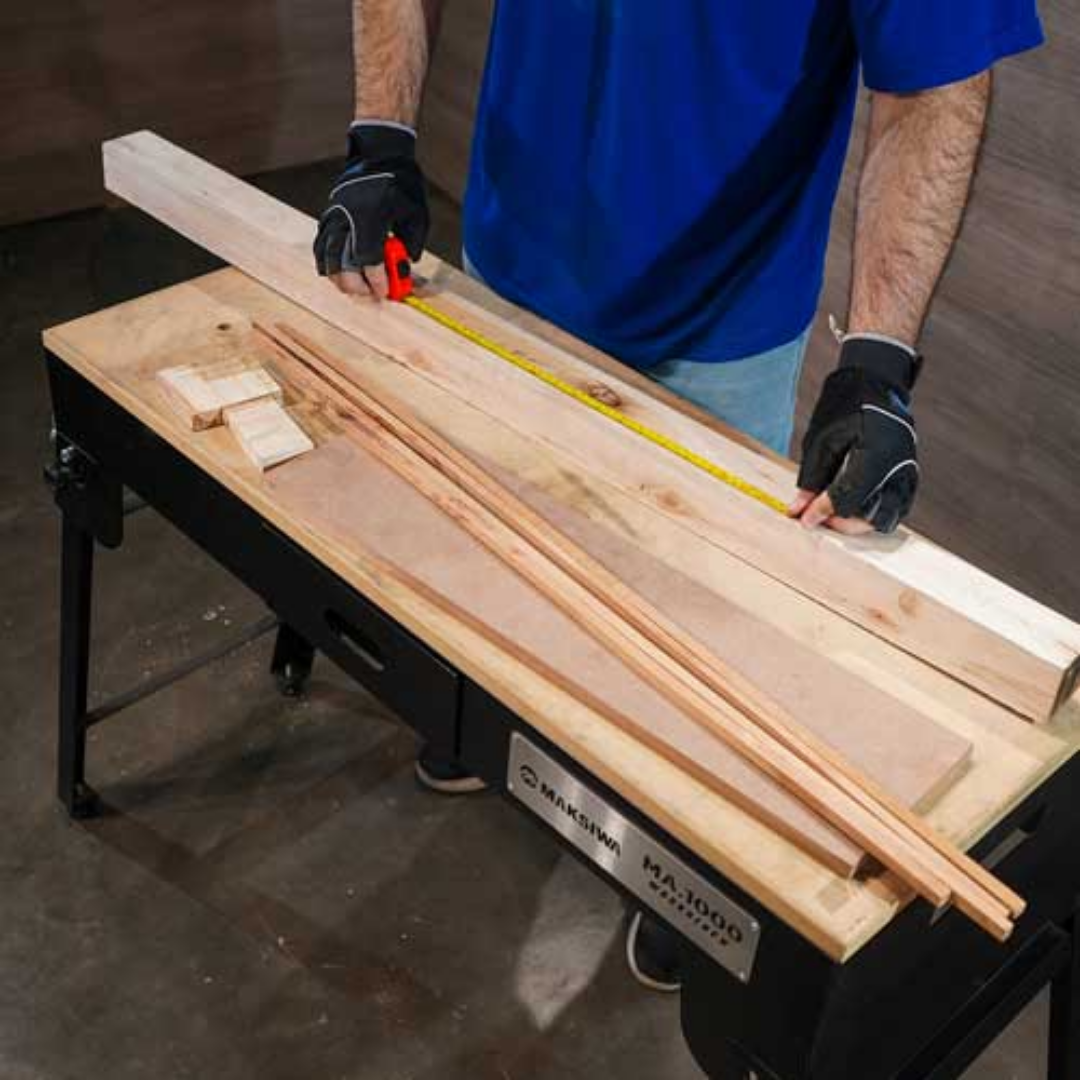 Wood boards supported on Maksiwa MA.1000 Workbench during use