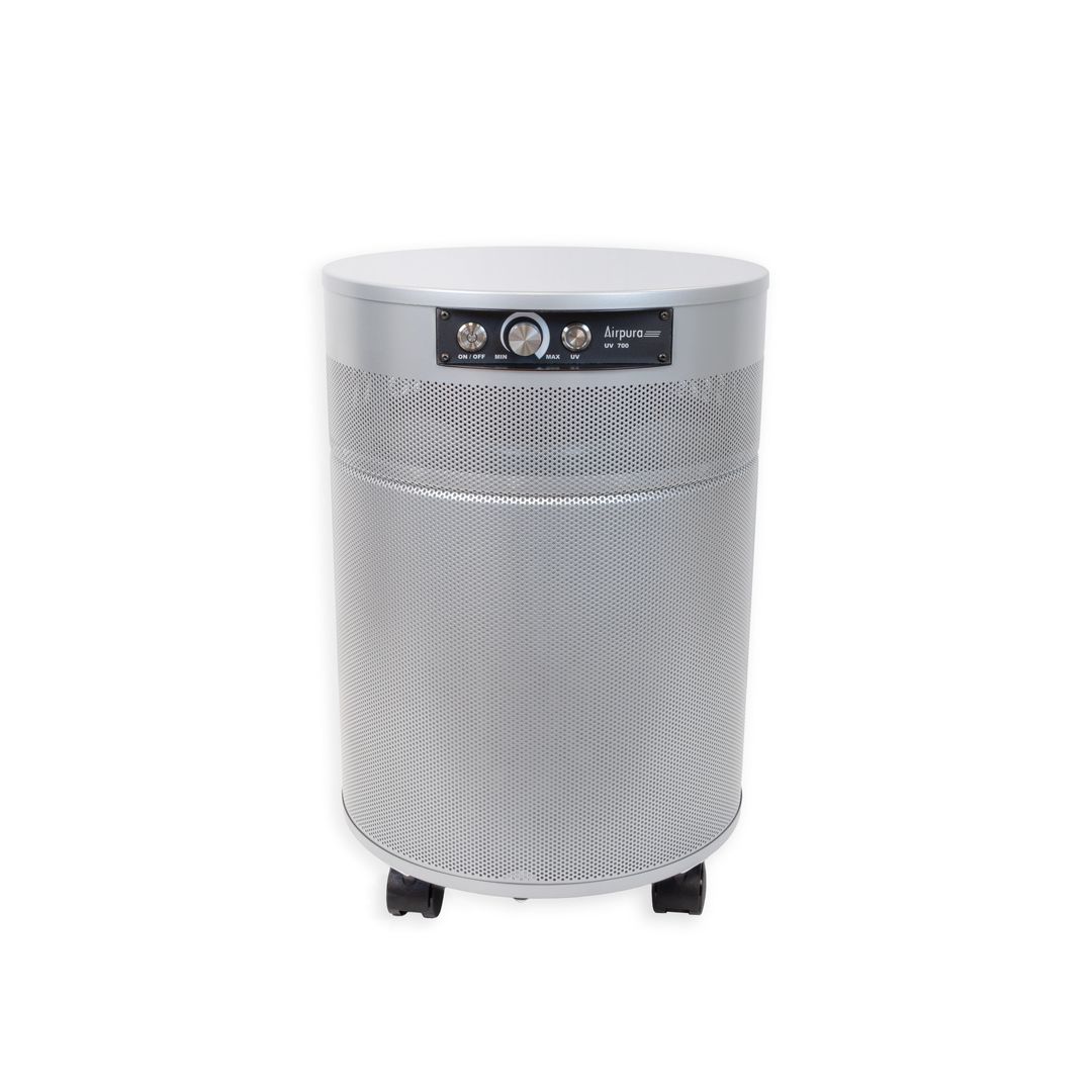 Airpura P714+ air purifier in Soft Silver, front view