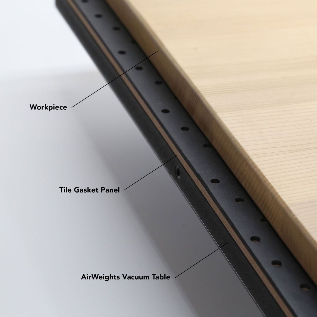 AirWeights ATG-1616-MDF tile gasket pre-applied to MDF 16x16 graphic