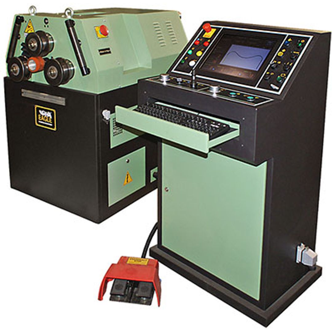 Eagle BA series CNC roll bender (shared family photo, BA50-CNC configuration)