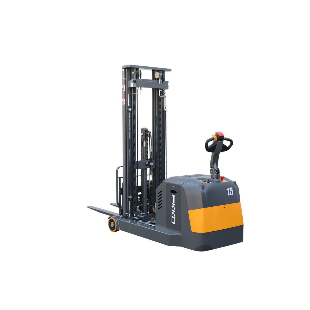 EKKO EH15TH moving-mast walkie reach truck for high-level pallet reach work