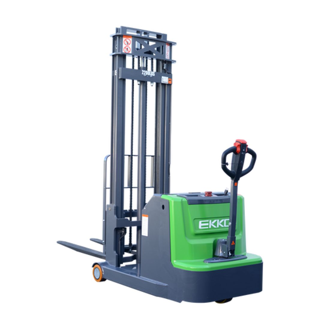 EKKO EK10S-118LI lithium-ion powered counterbalanced stacker for pallet lifting and stacking
