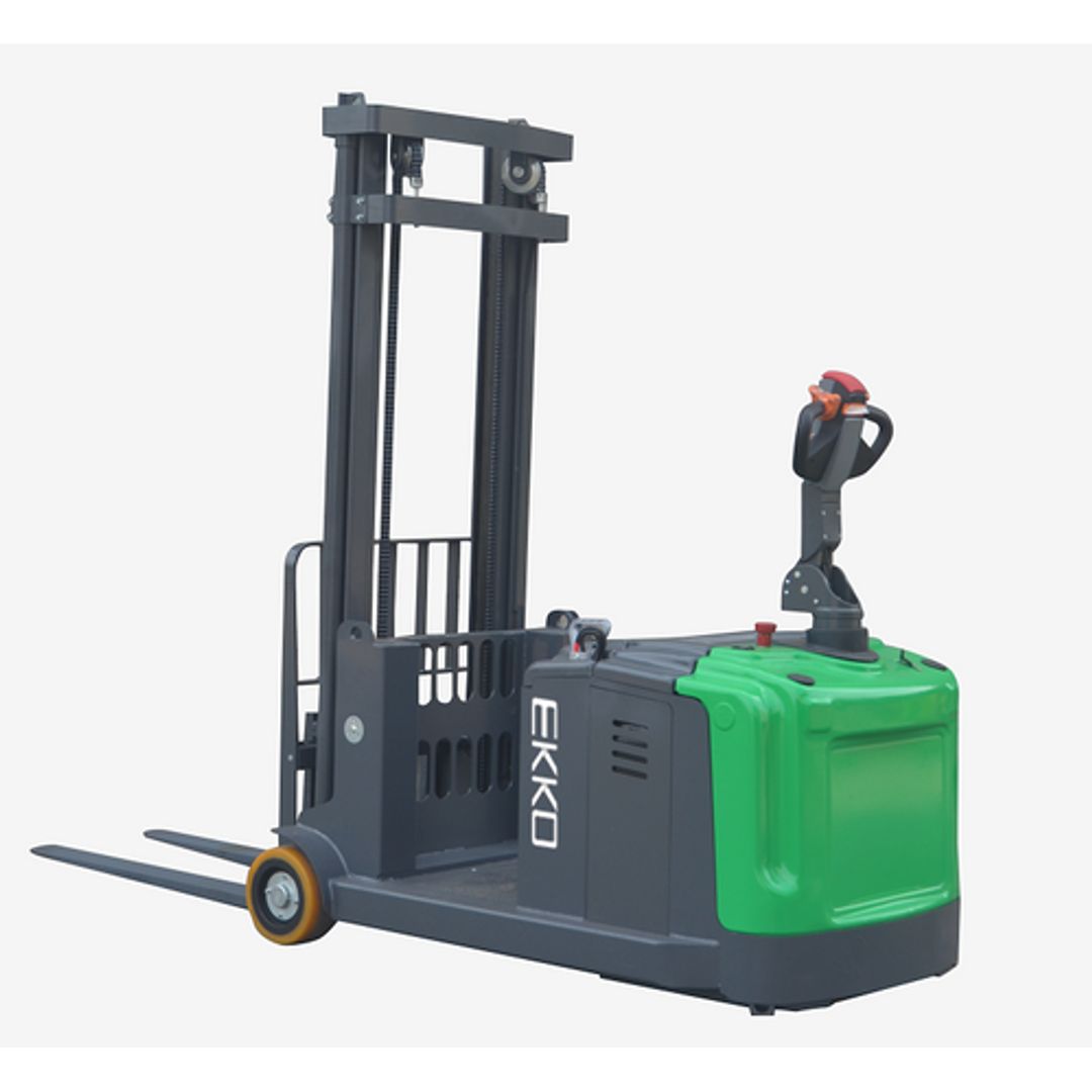 EKKO EK14-130LI lithium-ion powered counterbalanced stacker for pallet lifting and stacking