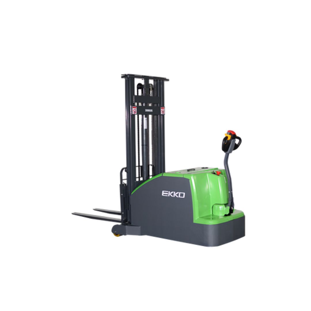 EKKO EK14CS-130LI lithium-ion powered counterbalanced stacker for pallet lifting and stacking