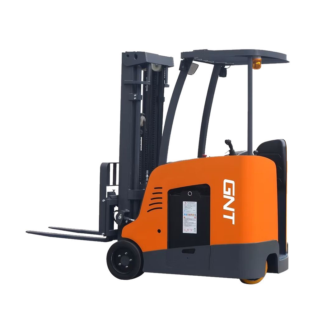 GNT GSF40-189LI Stand-Up Rider Electric Forklift, front three-quarter view
