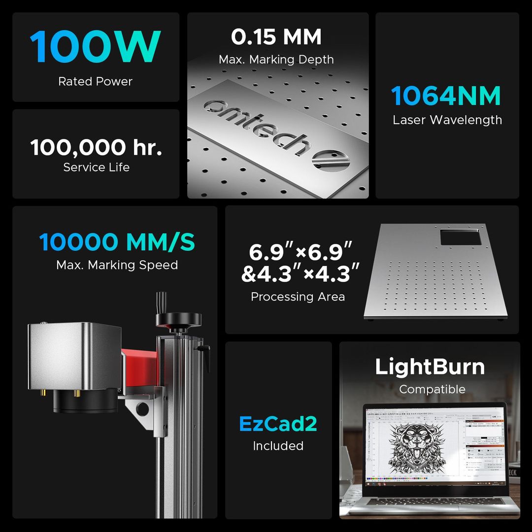 OMTech MOPA 100W Split Fiber Metal Engraving Machine - FMM-JHW2-U2 product photo 5 of 6
