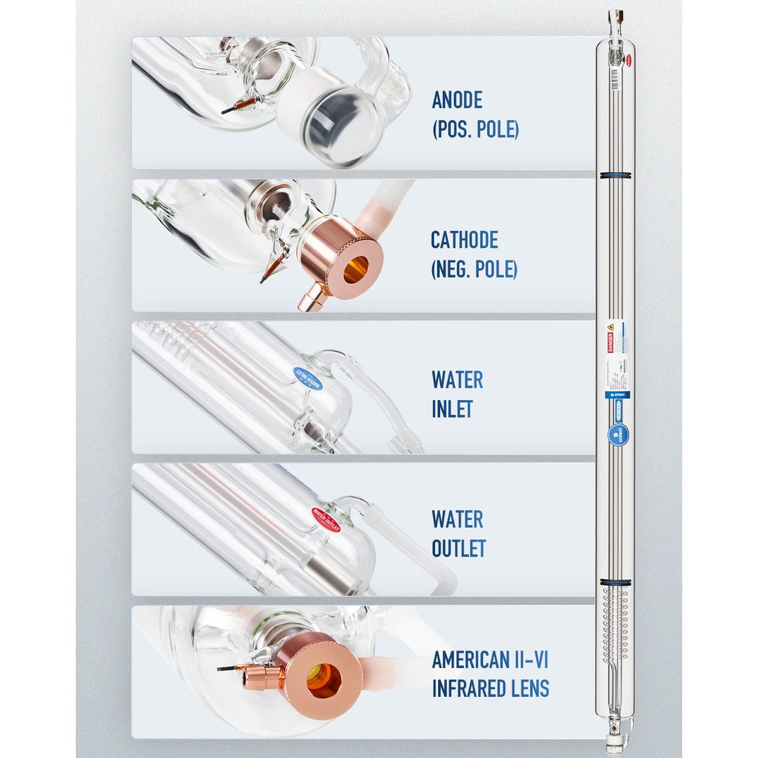 OMTech CO2 Laser Tube with Borosilicate Glass for Laser Engraver & Cutter Machines - 100W (LAT-STA0-01) product photo 10 of 12